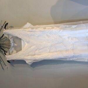 Y2k Newport News Ivory Sheer Beaded Maxi Dress Fairy Whimsigoth Wedding Vintage